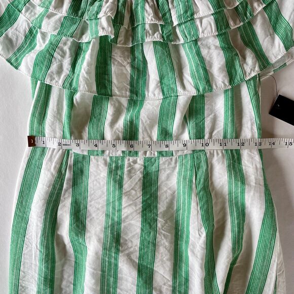 NWT Lulus Persephone White & Green Striped Off the Shoulder Ruffle Dress Size S - Picture 16 of 16